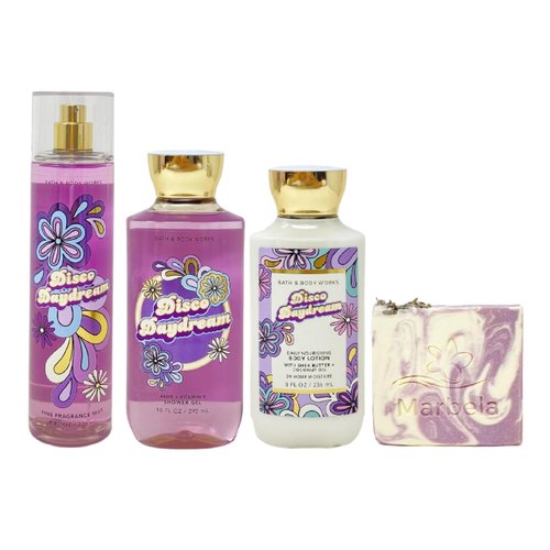 Bath & Body Works Disco Daydream Trio Set with a Lavender Dream Bar Soap - Fragrance Mist - Shower Gel and Body Lotion - Full Size