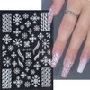 8 Sheets Christmas Glitter Nail Art Stickers Decals Self-Adhesive Pegatinas Uñas Holiday Gold Silver Reindeer Line Snowflake Nail Supplies Nail Art Design Decoration Accessories
