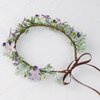 KorViSHOW Handmade Purple Flower Crown Floral Headband for Bridal Weeding Elf Wreath Women Girls Headdress Fairy Green Leaf Headpiece Cosplay Photo Prop