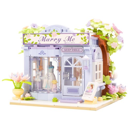 Vinbosion City Shop Building Blocks Set,Collection Model Set for Adults and Children,Creative Building Bricks Construction Toy Gifts (Bridal Shop)