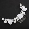 Teyglen Flower Bride Wedding Hair Comb White Flower Hair Comb Headband Decorative Hair Accessories Floral Headpiece for Women