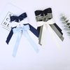 Satin Bow Hair Clips for Women, Silkly Satin Black Beige Hair Ribbon Bow with Long Tail Hair Accessories for Girls (Black Beige)