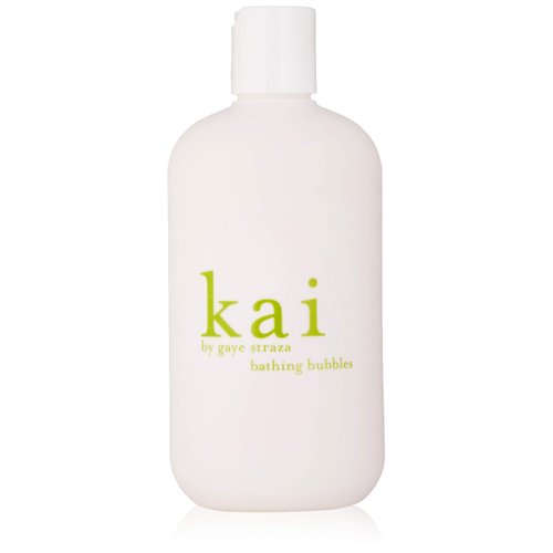 kai Bathing Bubbles, 12 Fl Oz., bubble bath rich in argan oil, scented with our signature gardenia wrapped in white exotics, vegan, cruelty free, made in The USA,