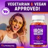 LifeCentricHealth Iron Gummies for Adults & Kids | Biotin Zinc Vitamin B Folic Acid Gummies | Vegan Gluten Free Blood Builder Anemia Supplements | Tasty Energy Boosting Iron Supplement for Women & Men