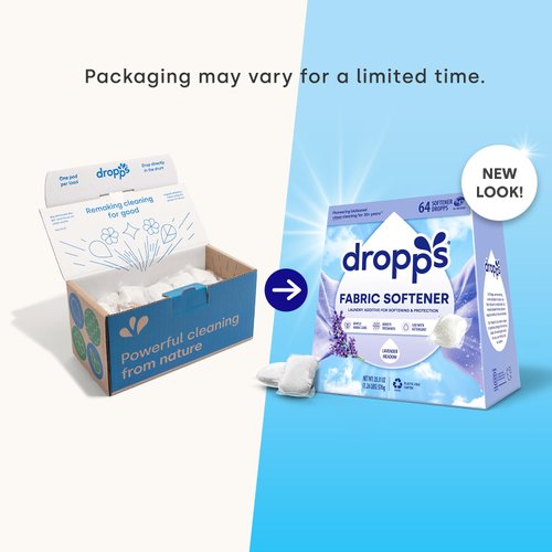 Dropps Laundry Fabric Softener Pods, Lavender Meadow (32 Count) - Laundry Additive for Softening & Protection - HE Compatible Mineral Based Ingredients Laundry Supplies