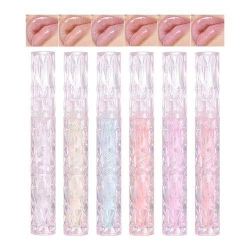 KTouler Hydrating Lip Glow Gloss,Plumping Lip Gloss,6Pcs High-Shine Lip Gloss,Non-Sticky Lip Oil Long Lasting Shimmer Tinted Lip Oil Gloss