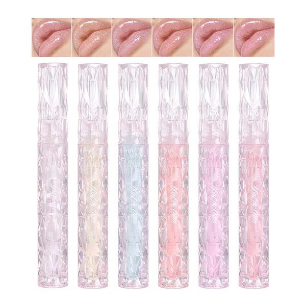 KTouler Hydrating Lip Glow Gloss,Plumping Lip Gloss,6Pcs High-Shine Lip Gloss,Non-Sticky Lip Oil Long Lasting Shimmer Tinted Lip Oil Gloss