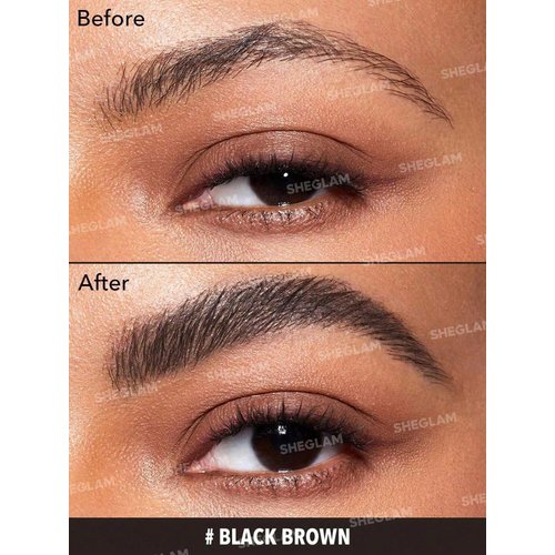 SHEGLAM Waterproof Eyebrow Cream Gel Long Lasting Highly Pigmented Shaping Filling Eye Brow Balm With Small Brush - Black Brown