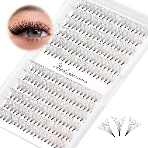 Dedila Short Stem Nature Long 10D Premade Fans Dramatic Volume Eye Lashes Extensions Thickness 0.07mm D Curl Soft and Light Weight Individual False Eyelashes Cluster (14MM)