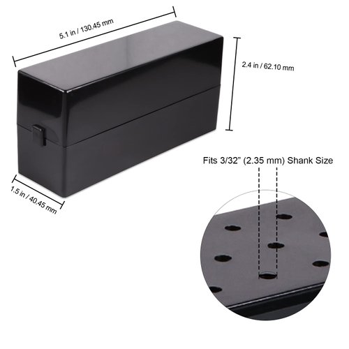 PANA Nail Drill Bit Holder Stand Display Organizer- Dust Proof Storage Container Box Case Tools for Home Use or Nail Salon - (30 Holes, Black)