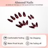 More Burgundy Press on Nails Medium Almond Fake Nails Press on Acrylic Nails Set,KQueenest Dark Red Stiletto Nails Glue on Nails Medium Length Gel False Nails Short Almond Nails UV Coating in 24PCS