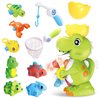 Baby Bath Toys for Toddlers, Bath Toys Set for Toddlers 1-3, Bathtub Toys with Dinosaur Colorful Whirling Wheel,Fishing Games,No Hole Animal Bath Toys for Baby Kids Girls Boys