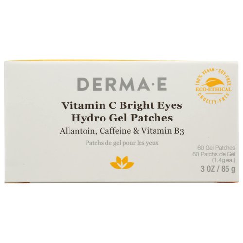 Derma E Vitamin C Bright Eyes Hydro Gel Patches, Natural, Cruelty Free, 3 Ounce (Pack of 1)