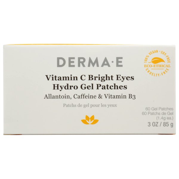 Derma E Vitamin C Bright Eyes Hydro Gel Patches, Natural, Cruelty Free, 3 Ounce (Pack of 1)
