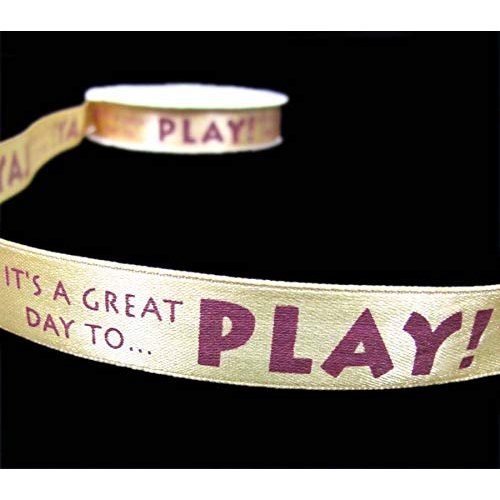 5 Yards It's a Great Day to Play Kids Children Sports Games Gold Satin Ribbon 5/