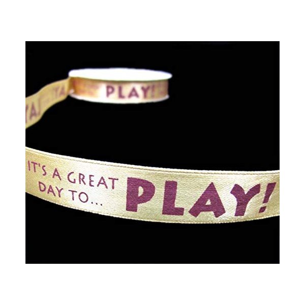 5 Yards It's a Great Day to Play Kids Children Sports Games Gold Satin Ribbon 5/