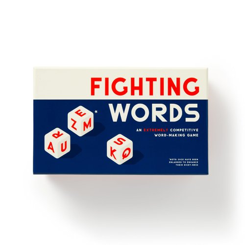 Brass Monkey Fighting Words – Fast Paced Word Making Dice Game Includes Sand Timer 15 Six-Sided Dice and Dice Cup, 2+ Players