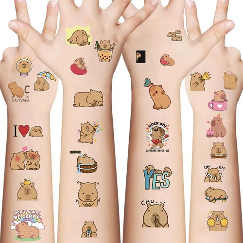 90 PCS Capybara Temporary Tattoos Kawaii Capybara Themed Birthday Party Decorations Favors Supplies Capybara Tattoo Stickers for Kids Boys Girls Gifts Goodie Bags Fillers Prizes Rewards
