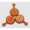 Mixed 3 Assorted Pizza Dollhouse Miniature on Wooden Tray, Dollhouse Food Dollhouse Kitchen Miniature