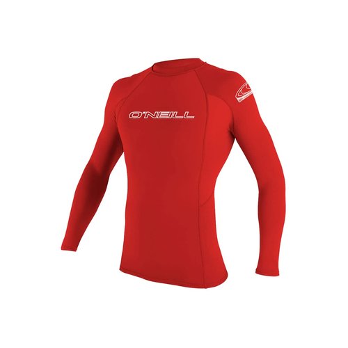 O'Neill Men's Basic Skins 50+ Long Sleeve Rash Guard, Red, XL