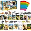 15 PCS Safari Animal Figurines with 15 Introducing Flashcards, Realistic Zoo Animal Figures Montessori Toys Science Educational Matching Game for Homeschool Preschool Toddler Kids