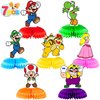 Mario Birthday Party Supplies, 7Pcs Honeycomb Centerpieces for Mario Party Decorations, Double Sided Table Decorations Centerpieces Party Favors