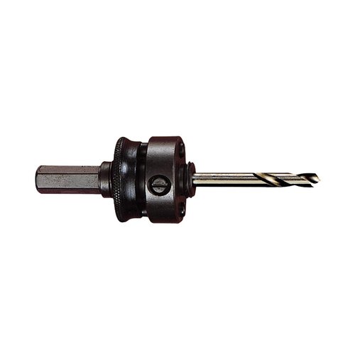 Starrett Quick Hitch Arbor, Carbide Tipped Pilot Drill, Easy Hole Saw Changes, Prevents Overtightening, 6.35mm Pilot, 11mm Shank, 5/8"-18 Thread - XA2