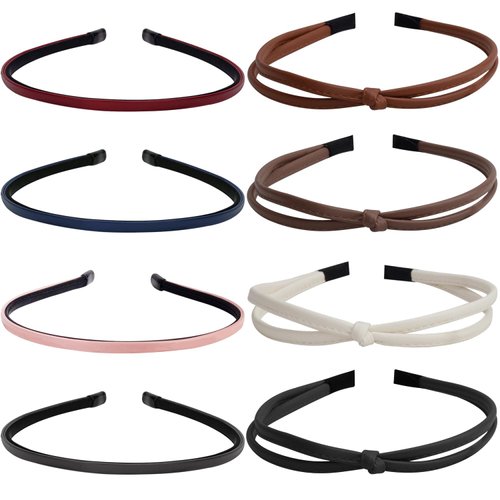 LYroo Headbands 8 Pack for Women Girls Hair Bands Non Slip Leather Thin Knotted Fashion Headbands Hair Accessories in 7 Colors