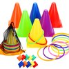 3 in 1 Plastic Cones Ring Toss Game for Kids Cornhole Bean Bags Yard Game Set ，Kids Indoor&Outdoor Game Set（26 Pieces）