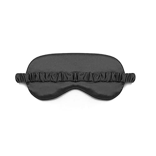 Women Imitated Silk Sleeping Mask Travel Eye Patch (Black)