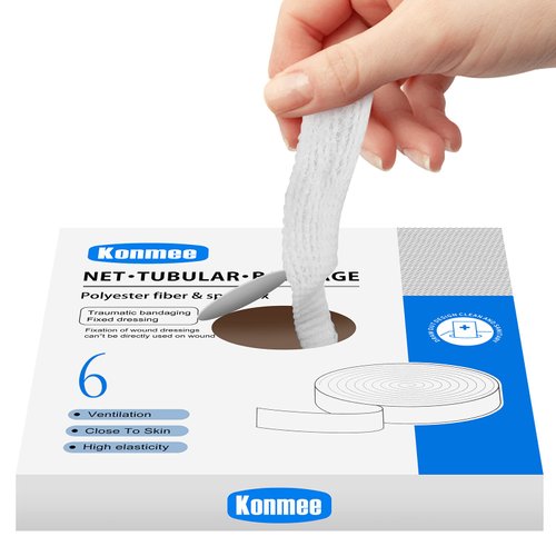 Konmee Tubular Bandage Elastic Net Wound Dressing Elastic Dressing Retainer Tubular Stretch Elastic Gauze Bandage, Size 6 for Knee, Calf and Ankle