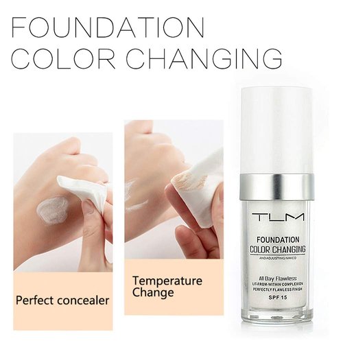 TLM Colour Changing Foundation - Flawless Coverage, Lightweight Formula, Adapts to Skin Tone, Hides Wrinkles & Lines, Hydrating & Long-Lasting, BB Cream Makeup Base Concealer Cover