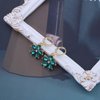 Sttiafay Vintage Emerald Flower Drop Earrings Green Crystal Flower Earrings Cz Flower Dangle Earrings Gold Huggie Hoop Earrings Jewelry for Women