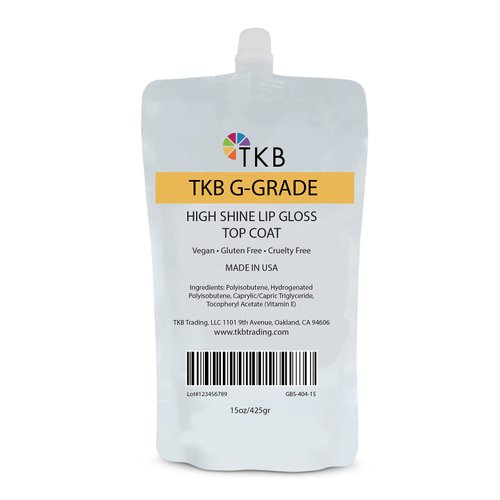 TKB High Shine Lip Gloss Top Coat (G-Grade)| Lip Oil, High Shine, Ready To Wear Clear Lip Gloss, DIY Lip Gloss, Mineral Oil Free 15oz (425g)