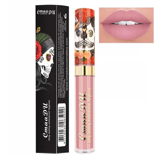 VSTYLE Skull Style Lipstick Matte Red Pink Purple Brown Waterproof Long Lasting High Pigmented Lazy Lip Cosmetics Gloss Liquid Lip Glaze For Halloween Festivals Daily Lip Makeup (04)