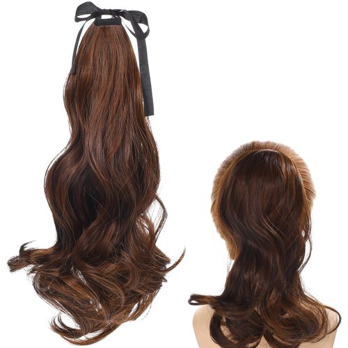 Black Hair Ponytail Extension 15.7 Curly hair extension ponytail for Women Drawstring Tails, Natu...
