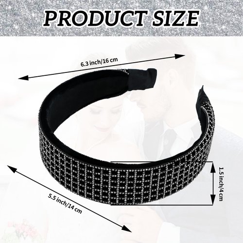 Amariver White Rhinestone Headbands Sparkly Glitter Hair Band for Women Fashion Crystal Thick Headband Wide Soft Head band Bling Jeweled Hair Hoops Stylish Hair Accessories for Women Girls