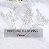 Heread Flower Bride Wedding Hair Pins Crystal Bridal Hair Piece Leaf and Pearl Hair Accessories for Women and Girls (Pack of 3)