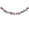 Happy 80th Birthday Banner, Pre-Strung,Black and Red Glitter Paper Garlands for 80th Birthday Party Decorations Supplies,No Assembly Required,Glitter Red and Black,SUNbetterland