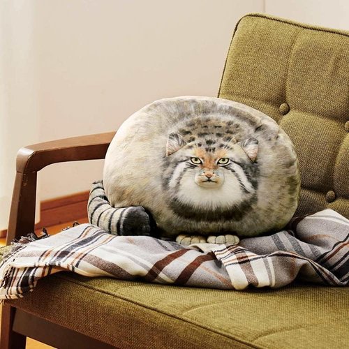 Cat Plush Body Pillow，Pallas Cat Stuffed Animal, 18'' Pallas Cat Plush Pillow,Kitten Plush Throw Pillow Doll Big Plush Toys Gift for Girls Boys Girlfriend