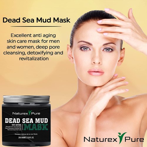 Naturex Pure Dead Sea Mud Mask – Luxurious Mud Masks for Women and Men – Advanced All-Natural Dead Sea Mud Mask for Blackheads, Whiteheads, Hyperpigmentation, Acne – 8.8fl oz