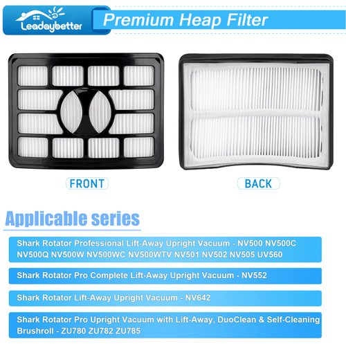 Leadaybetter 2 HEPA + 4 Foam & Felt Filters for Shark Rotator Pro Lift-Away NV500, NV501, NV502, NV503, NV505, NV510, NV520,NV552,UV560, Compare to Part # Xff500 Xhf500 Replacement Filter