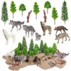 Sratte 26 Pcs Woodland Wolf Figurines Toys Small Wolf Figures with Model Trees Kit Playset Mini Wolf Cake Toppers Diorama Project Kit for Kids Toddlers Birthday Gift Decor