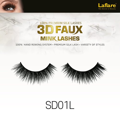Laflare Silk Lashes 3D FAUX MINK Eyelashes, Light, Reusable, Handmade, Natural Looking, Professional Easy to Apply Eyelashes in a Knitted Style1-3 PACKS BUNDLE SPECIAL (3, SD01L)