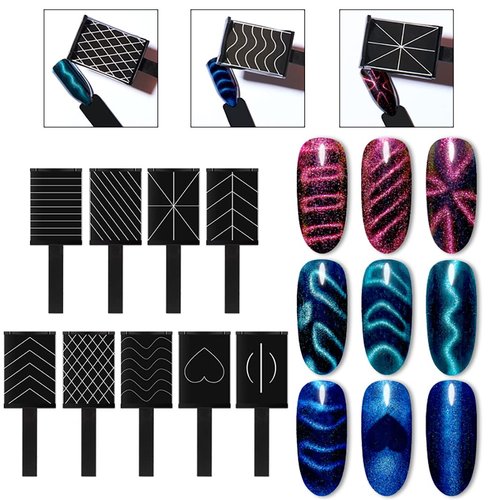 XEAOHESY 15 Pieces Nail Magnet Tool Set Magnet Plate Wand Board Magnetic Pen Stripe Nail Magnet Double Ended Magnet Wand Magnet Stick for Cat Eye Gel Polish Nail Art