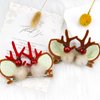 Christmas Hair Clips Cute Reindeer Antlers Xmas Hair Pins Deer Horns Ears Hairclips Christmas Beauty Headdresses Headband Elk Antler Barrettes Hair Hoop for Women Girls Kids Adults Party Favors(red)