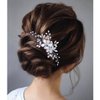 Gorais Flower Bride Wedding Hair Comb Silver Opal Bridal Hair Piece Pearl Hair Clip Hair Accessories for Women and Girls