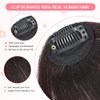 Cesomeey Clip in Bangs 100% Real Human Hair, Wispy Bangs Hair Clip, Hair Bangs Clip in Human Hair, Fake Bangs Fringe with Temples Hairpieces, Clip on Bangs for Women Daily (Medium Brown, Wispy Bangs)