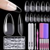 Almond Nail Tips, MORGLES 600pcs Long-Lasting Soft Gel Nail Tips, Medium Full Cover Nail Tips, Pre-Etched Matte Gel x Nail Extensions, 12 Sizes with Glue & Nail Files