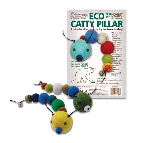Honest Pet Products Eco-Catty Pillar - Handmade Natural Wool Cat Toy - Soft, Durable, and Rattling - Eco-Friendly Natural Cat Toys, No Catnip - Perfect Wool Cat Toys for Kittens